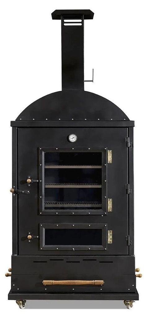 Gartenofen in Schwarz aus Holz und Edelstahl modern robust