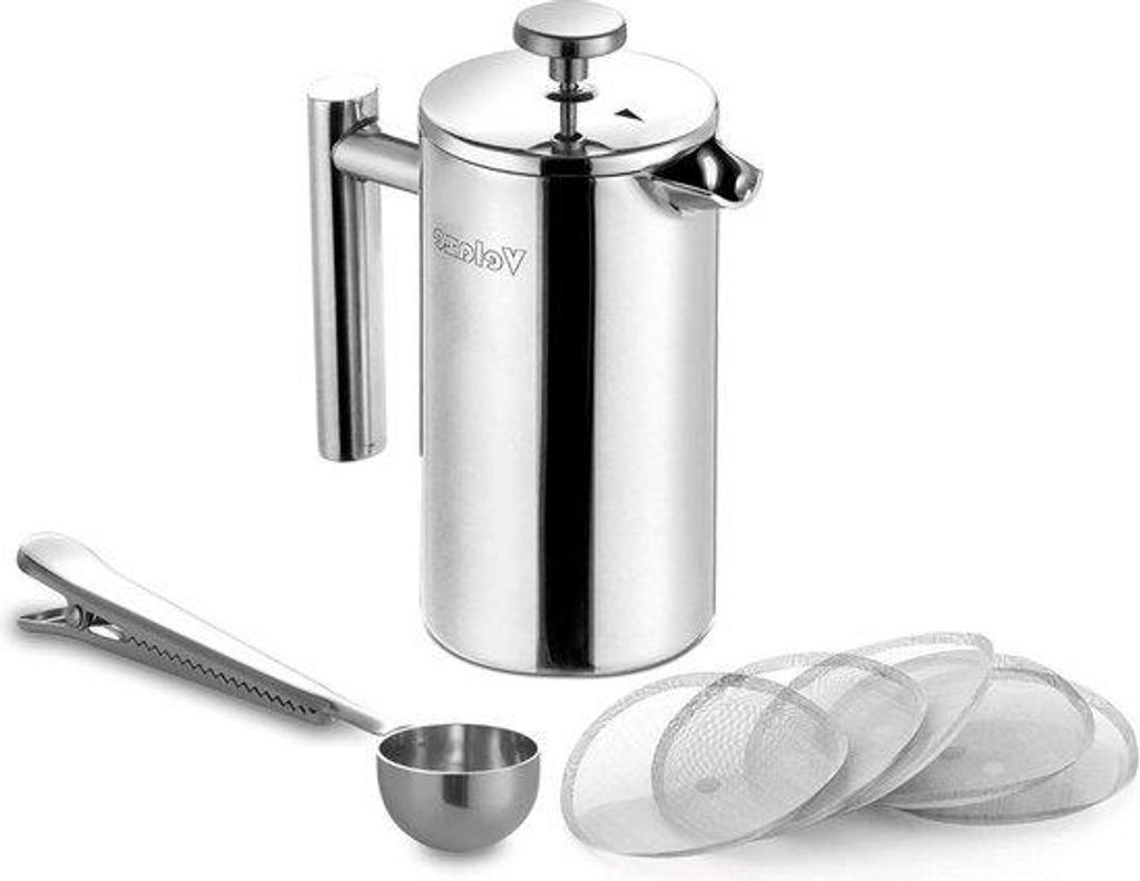 Doppelwandiger Edelstahl-French-Press-Kaffeebereiter 1000ml