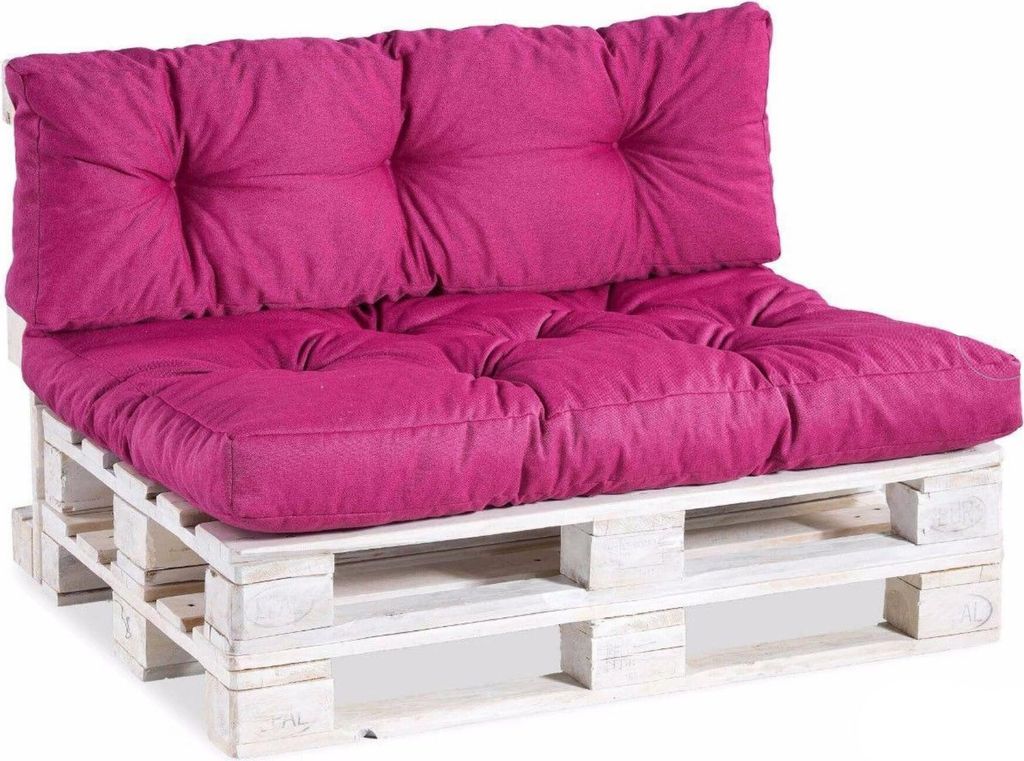 Palettenkissen, Gartensofakissen, Gesteppte Kissen gefüllt mit granuliertem Poulirette-Schaum, viele Farben und Größen PPI (Set (Sitzkissen 120x...
