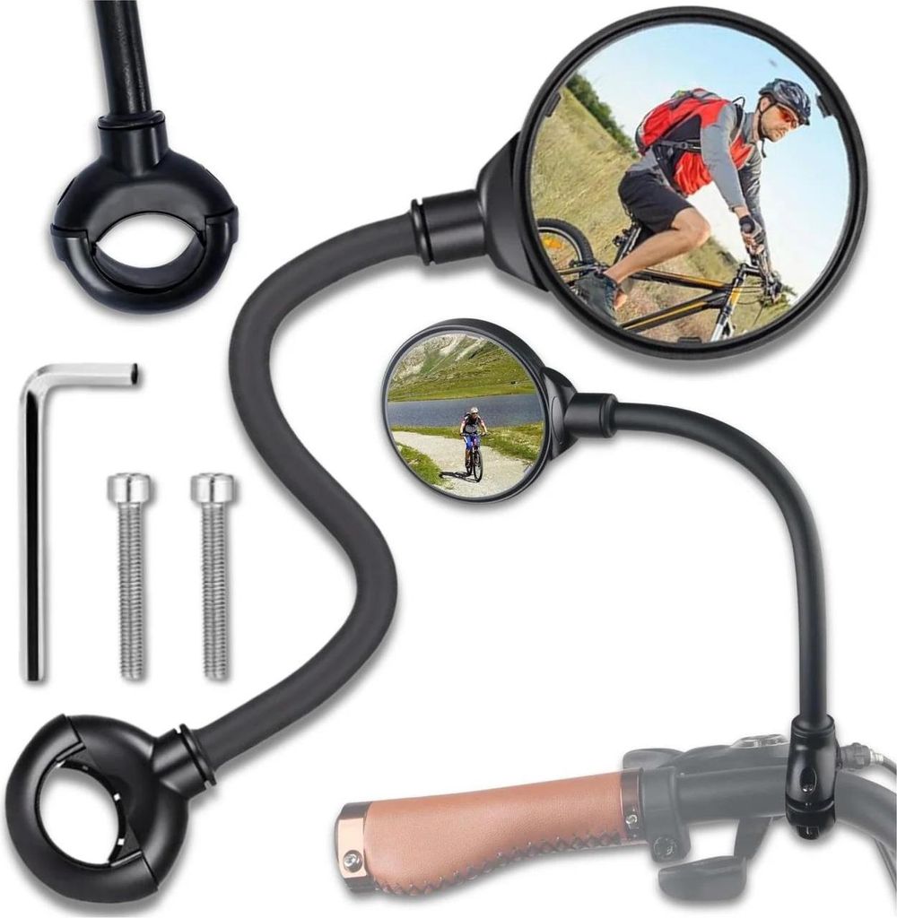 EDIBAZZAR | Fahrradspiegel Rückspiegel für Fahrrad rund flexibel