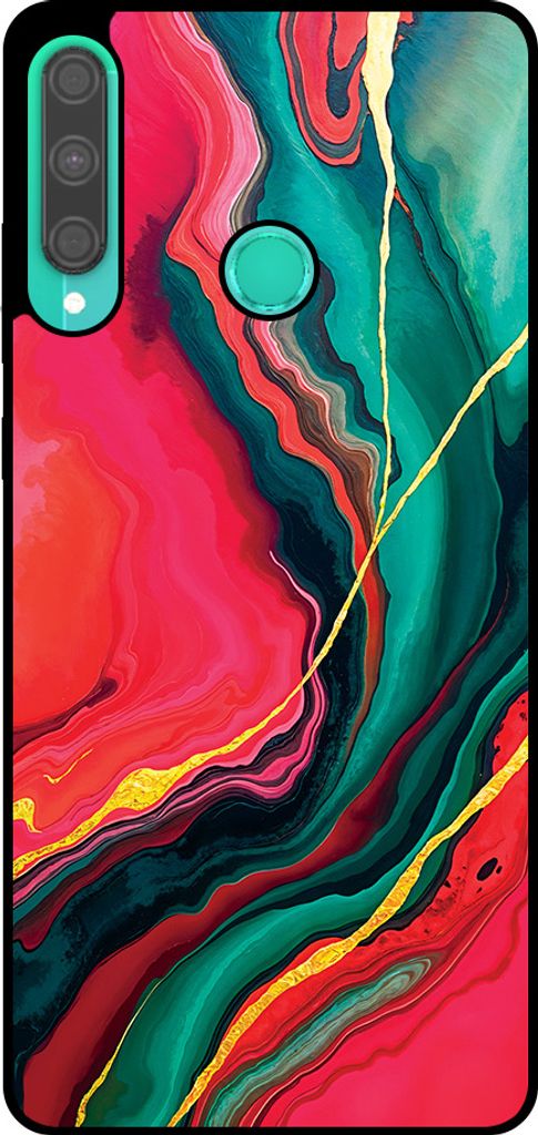 Smartphonica Telefon Fall geeignet für Huawei P40 Lite E mit rot grün Marmor Print - TPU Backcover Fall rot grün Marmor Design