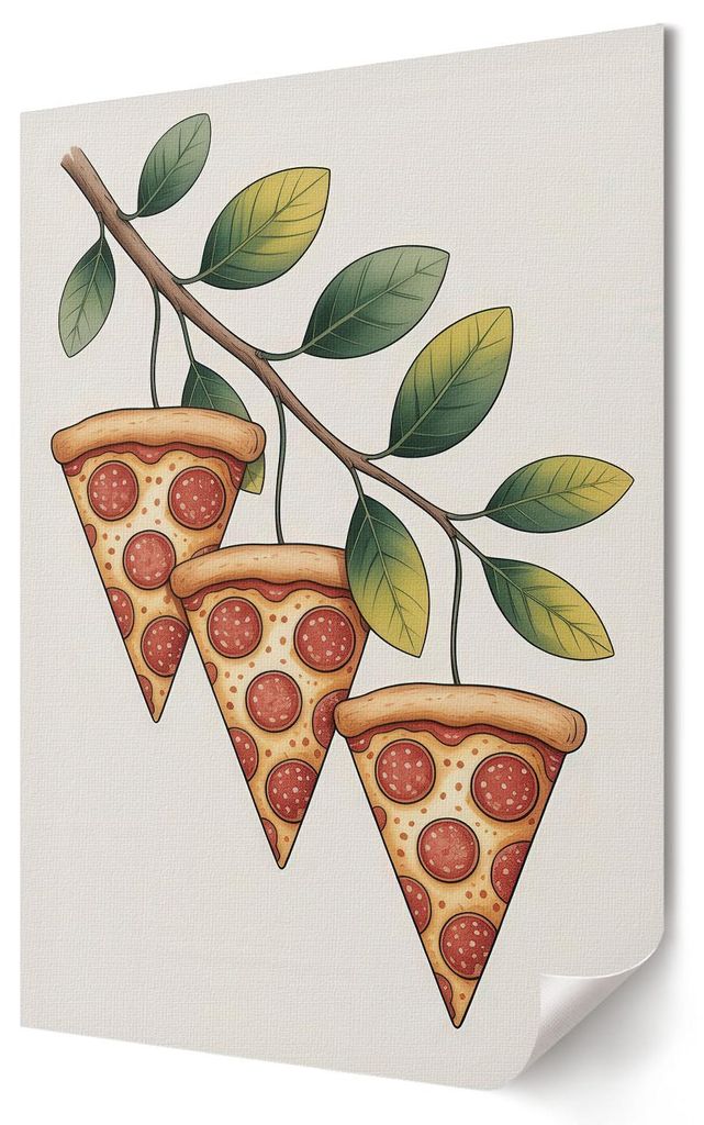 Pizza am Ast- Kunstdruck A1 (59x84 cm) - Humorvoll, Popkultur- Wandbild für Wohnzimmer Schlafzimmer & Flur, Modernes Poster Wanddeko, Ungerahmt
