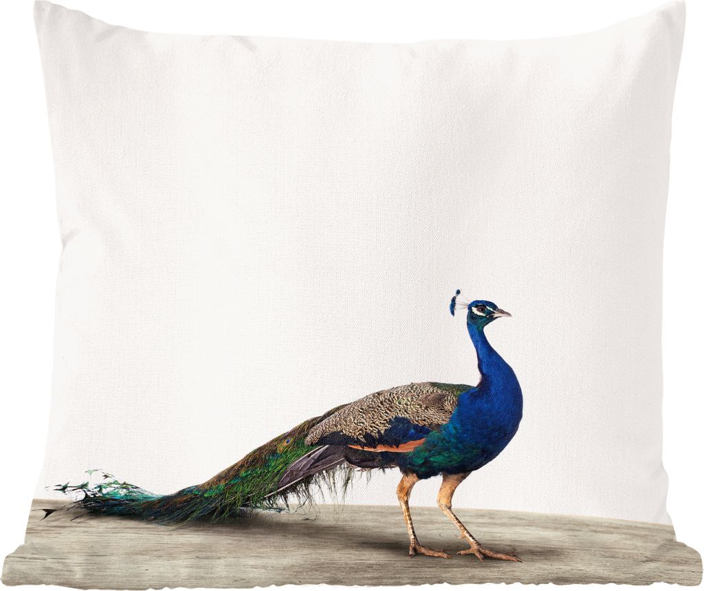 MuchoWow Zierkissen Sofakissen Wohnzimmer Dekokissen 40x40 cm Pfau - Federn - Vogel - Kinder - Jungen - Mädchen - Foto Kissen - Schlafzimmer Dek...