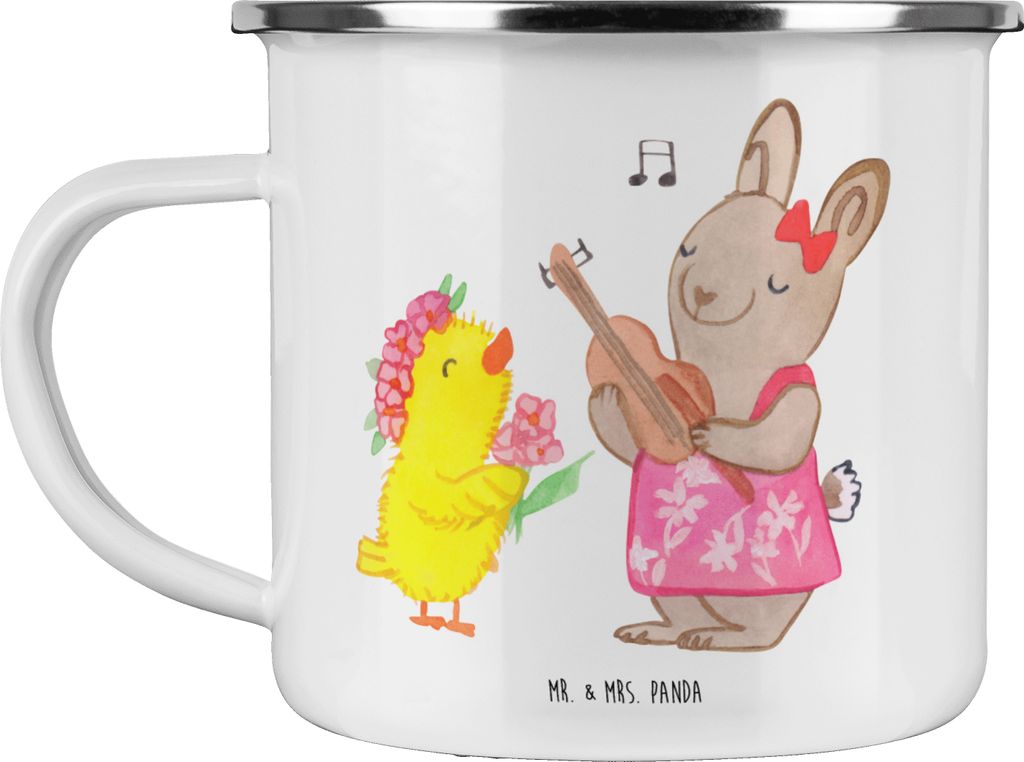 Mr. & Mrs. Panda Teetasse Ostern Frühlingsgefühle - Weiß - Geschenk, Frühling, Küken, Ostergrüße, Emaille Becher, Musik, Teebecher, Tasse, K...