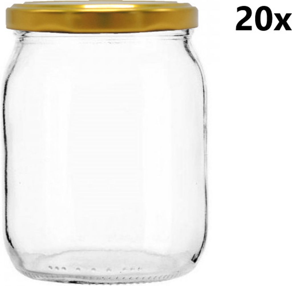 Einmachglas 540 ml PROFI II klar/transparent 20 Stück INKLUSIVE GOLDDECKEL, 20 Stück 20