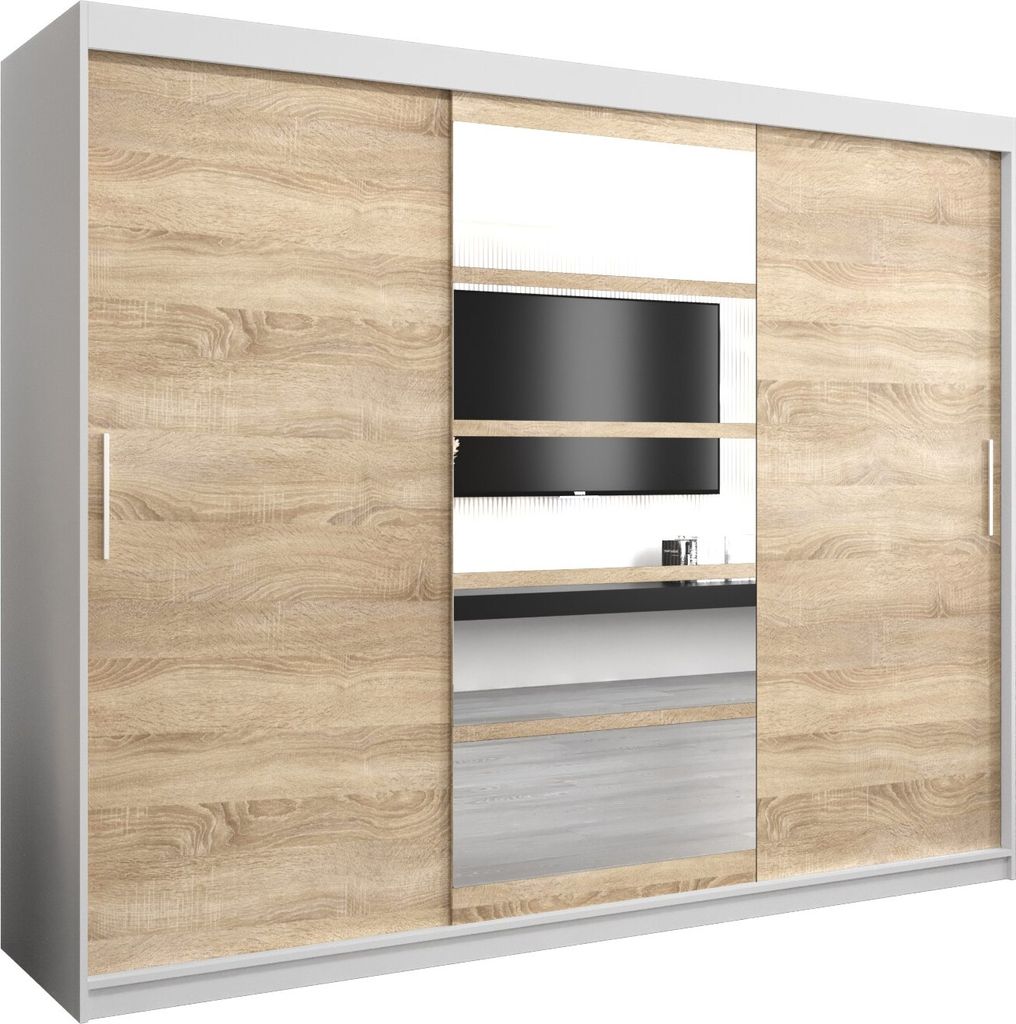 Kleiderschrank, Schiebetürenschrank Schlafzimmer, Schrank mit Spiegel ROMA 1 250 cm