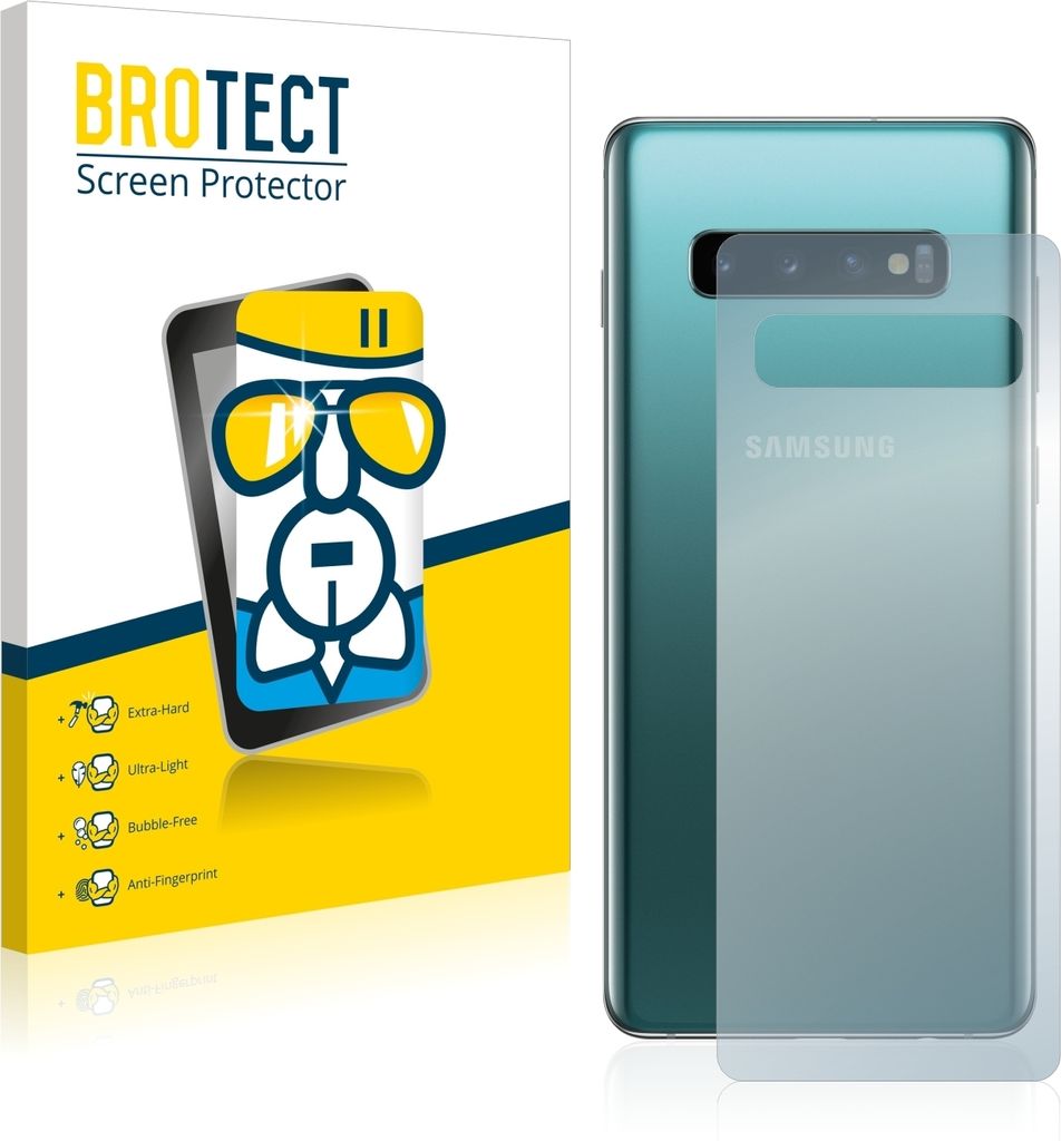 BROTECT Schutzglas für Samsung Galaxy S10 Plus (Rückseite) Schutzfolie Panzer Folie Glas Display Schutz klar
