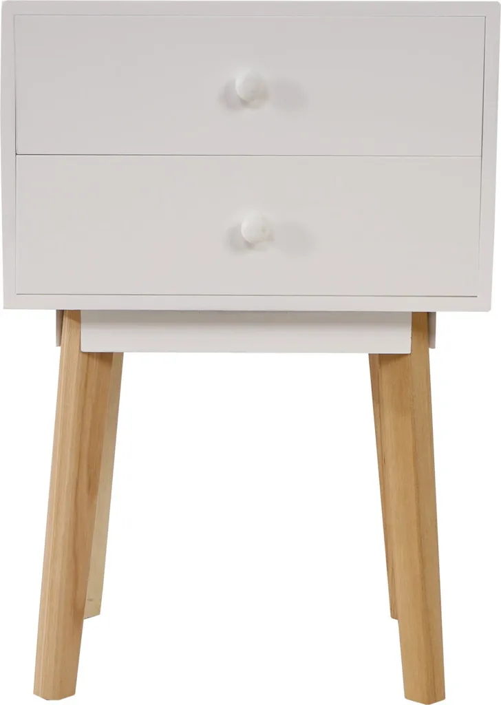Commode Malmö T271 Table de chevet design rétro 59x40x30cm tiroir blanc