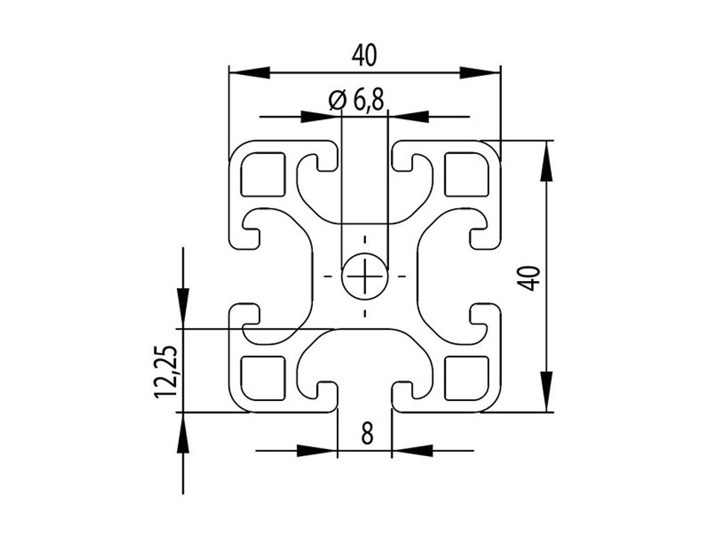 Aluminiumprofil 40x40L B-Typ Nut 10 – Leicht, Silber Eloxiert, 980 Mm, Für Montagesysteme Und Maschinenbau