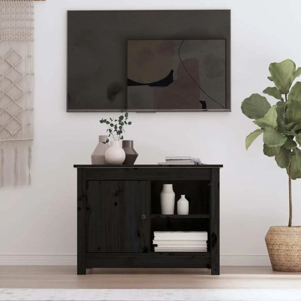 Mobile TV Maison Exclusive 70cm Nero Legno Massiccio Pino Design
