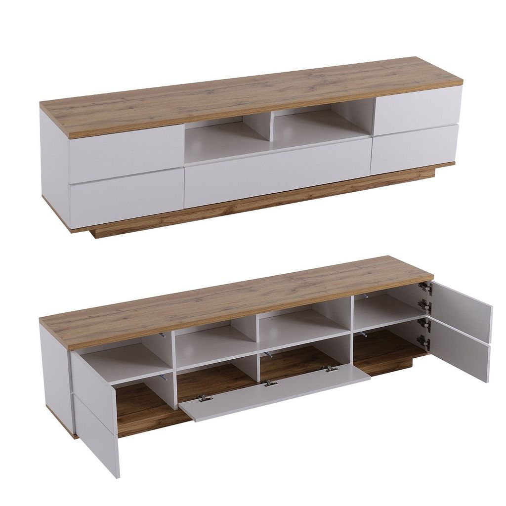 Lowboard moderner TV-Schrank in weißer Ausführung (für Produktbild 6
