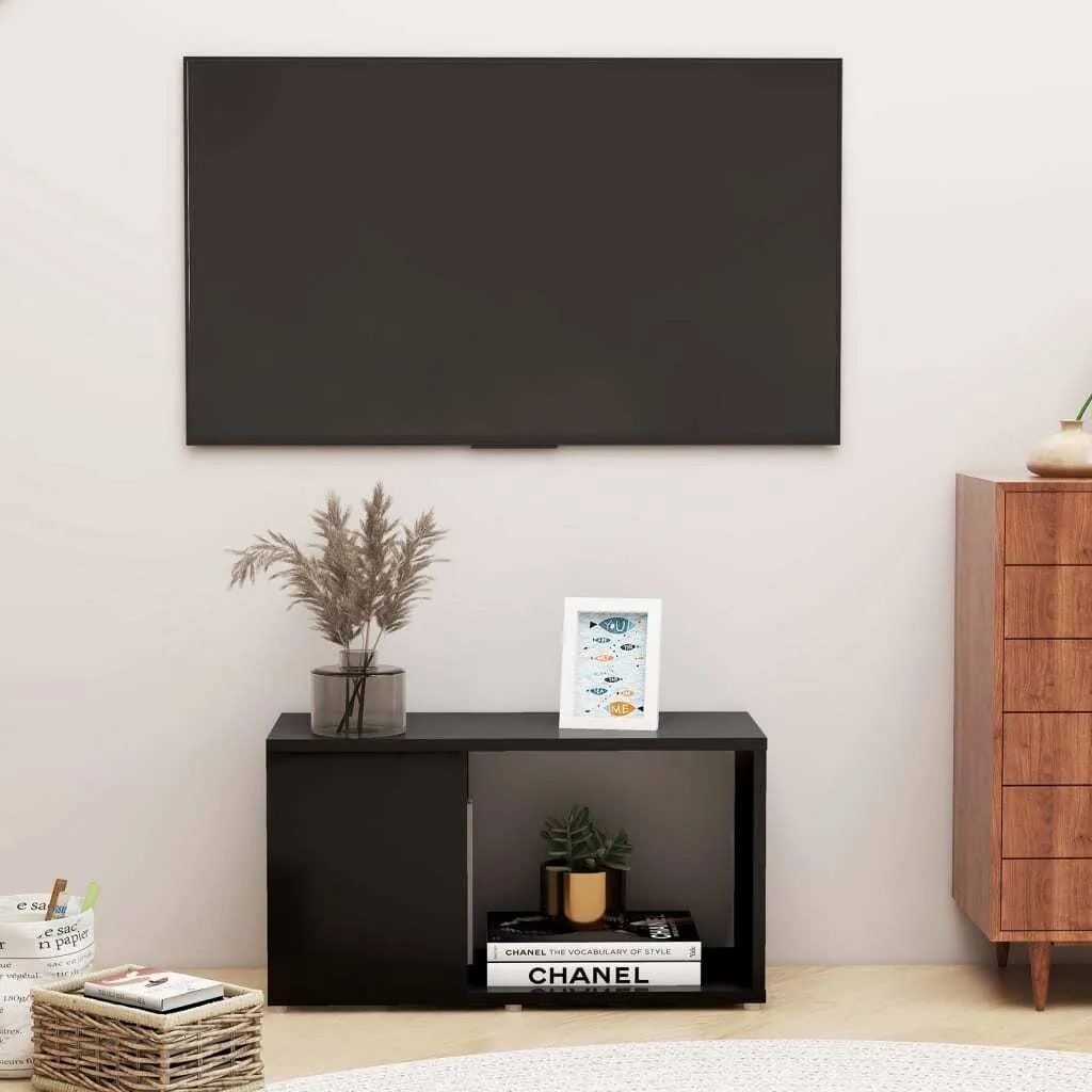 Mobile Porta TV Nero Legno 60cm Tavolino Basso Multimedia Salotto