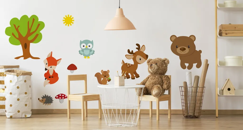 Decorazione Murale XXL 250cm Animali Bosco | Sticker Camera Bambini