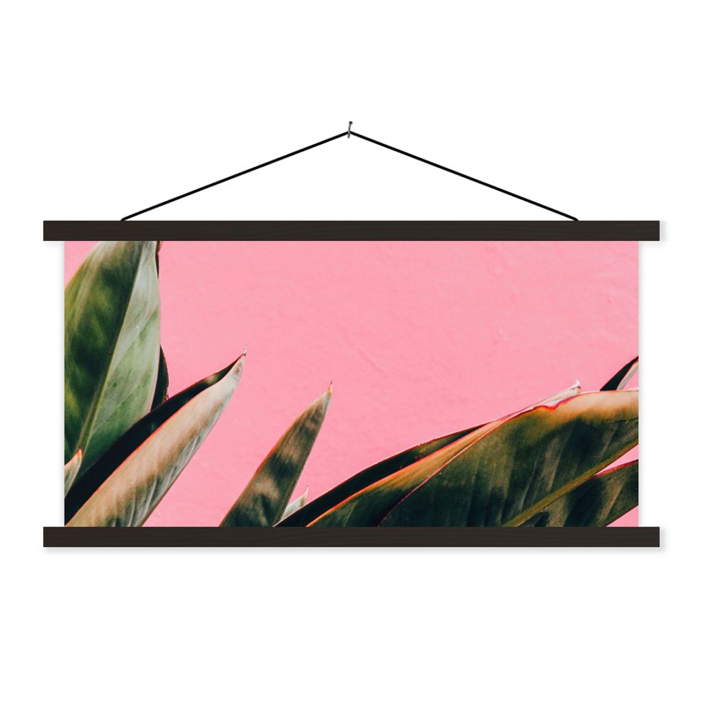 MuchoWow Textilposter Pflanzen - Frauenzunge - Rosa - Tropisch 120x60 cm mit schwarzem Rahmen - Dekoration Schlafzimmer