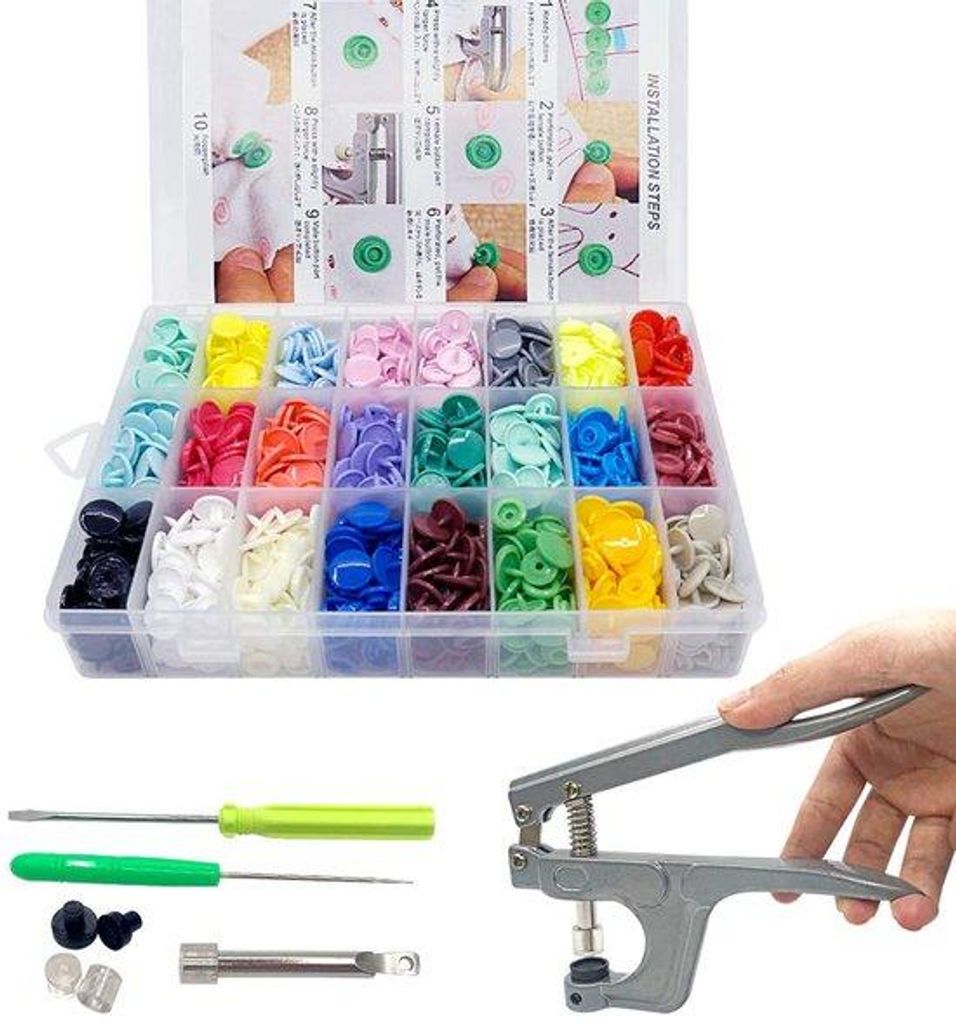 Klebemittel Knöpfe 360 Stück Plastik 24 Farben DIY