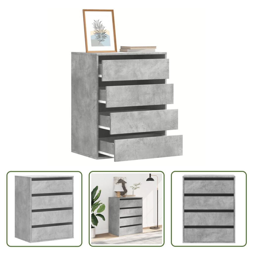 The Living Store Kommode Betongrau 60x41x76 cm Holzwerkstoff