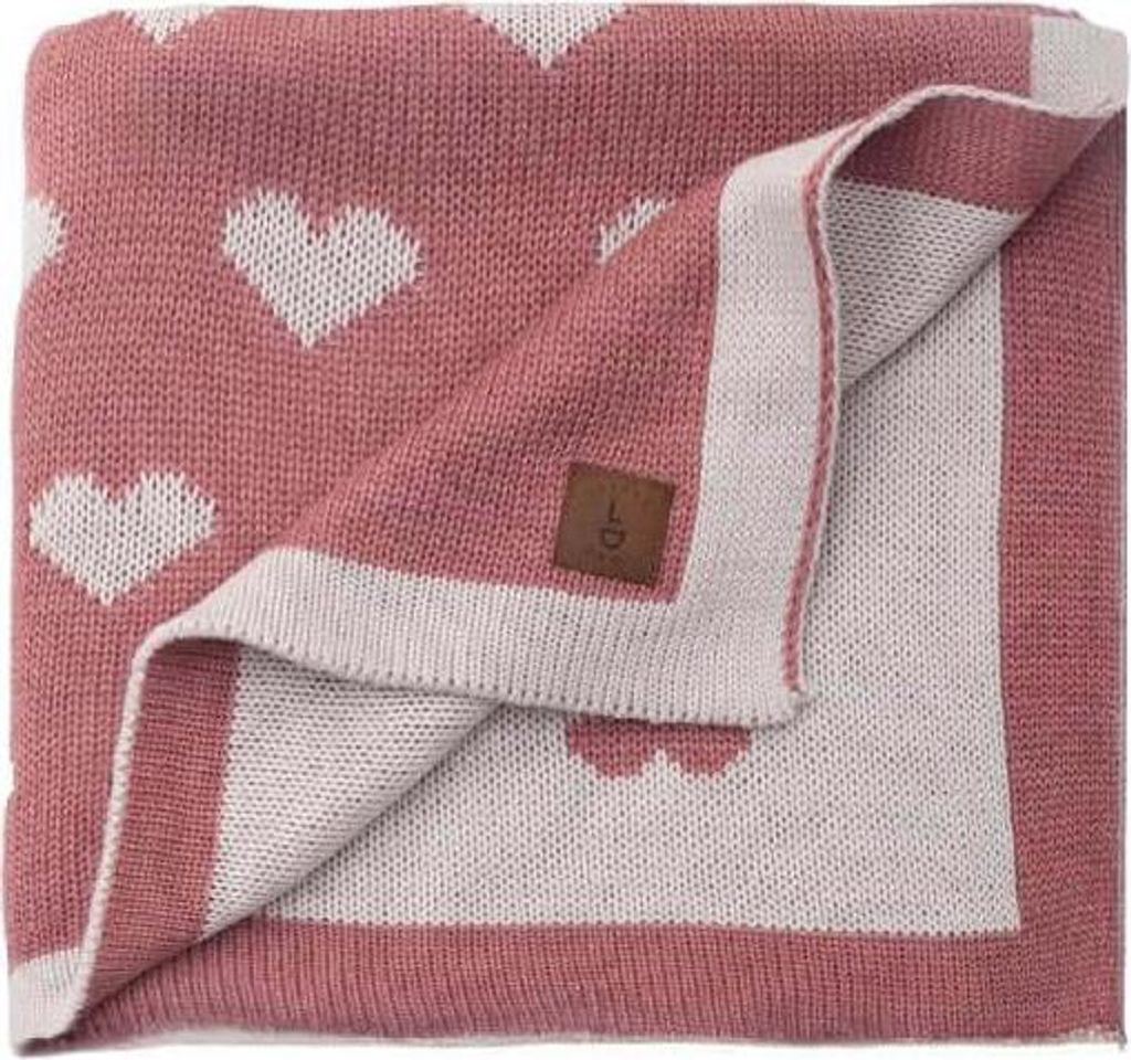 Baby Strickdecke, Babydecke, Weich & Atmungsaktiv, 80x100cm Ros Herzen