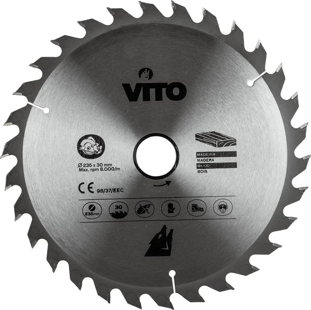 Disque de Coupe Bois 235mm VITO 30 Dents Alésage 30mm pour Scie Ronde