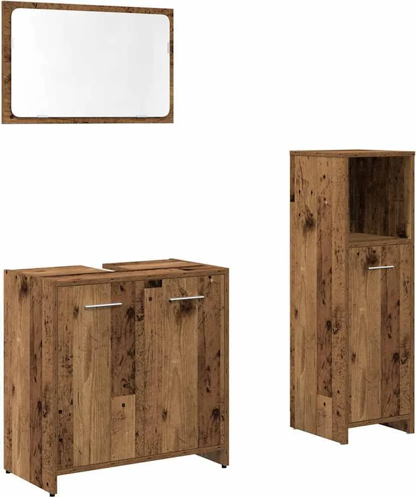 vidaXL Set di mobili da bagno a 3 pezzi in materiale di recupero a base di legno
