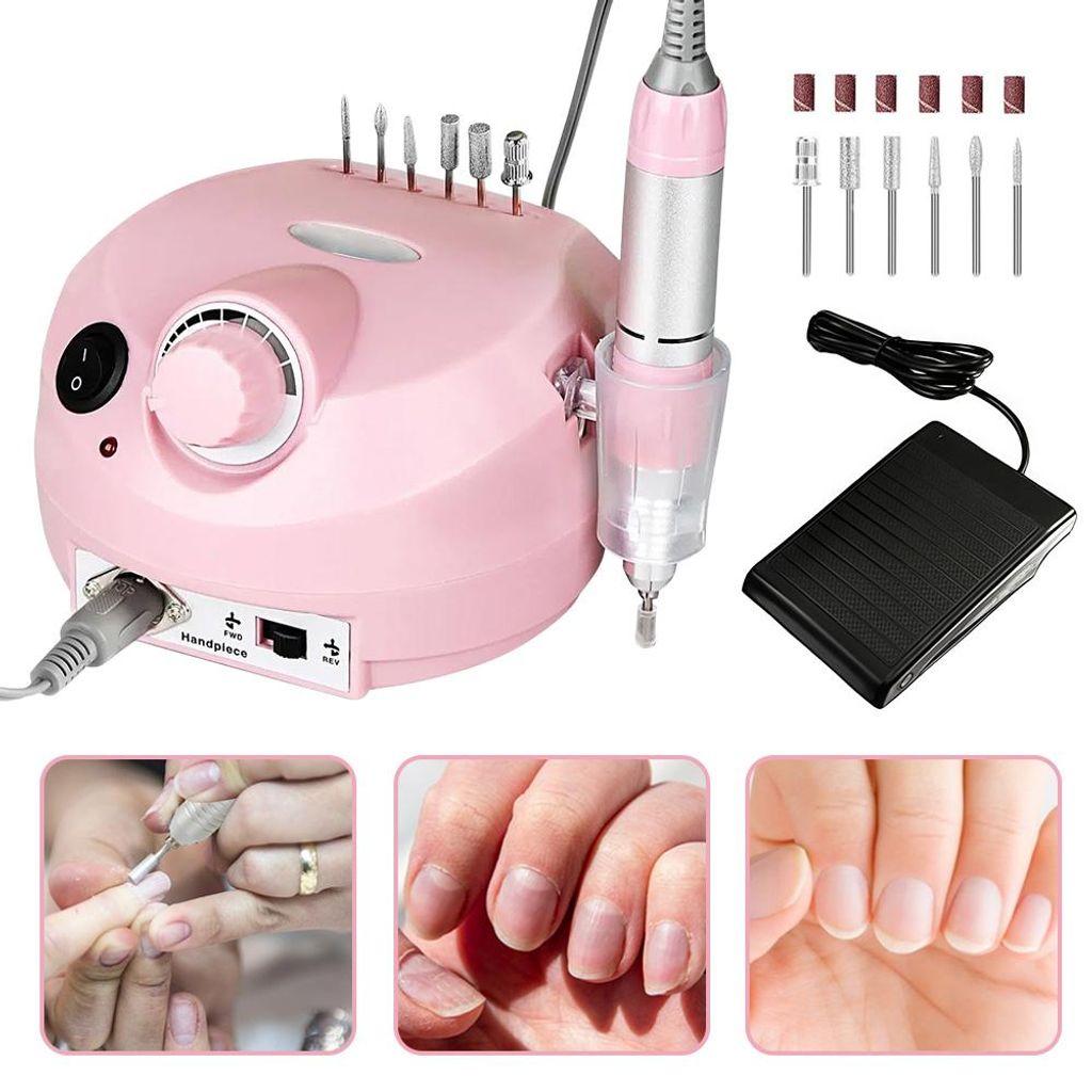 Speed Elektrische Nagelfräser Set,Elektrische Nagelfeilen Set 30000 u/Min,manikure-sets,Persönliche DIY-Maniküre für Gelnägel Nagelfeile (Rosa)