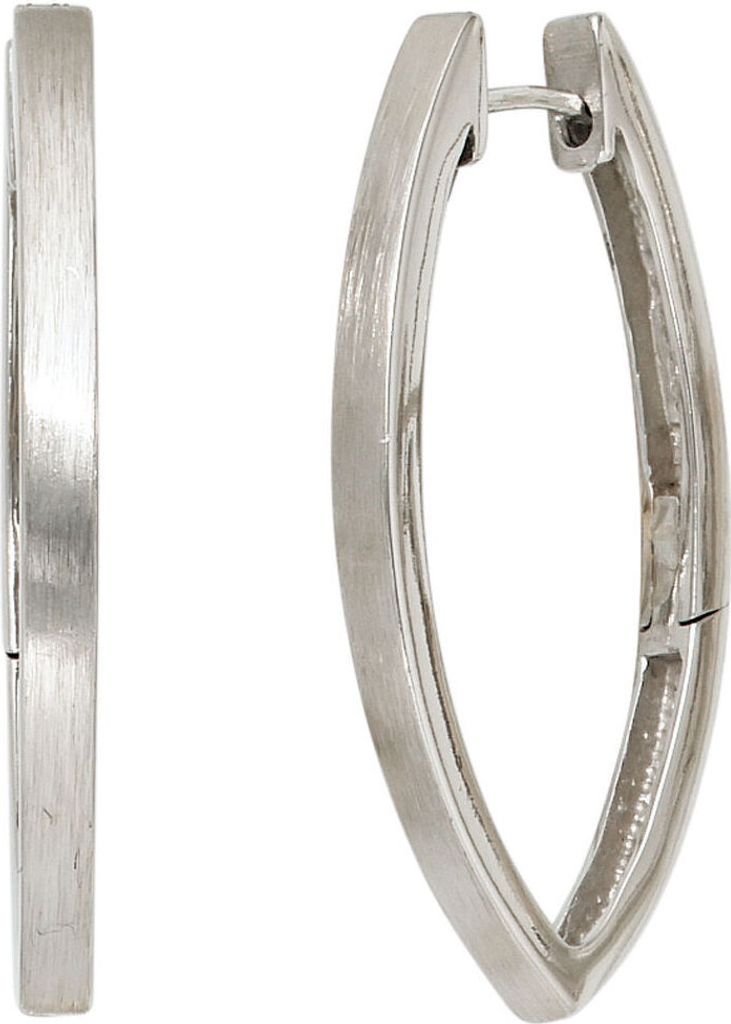 Paar Ohrringe Creolen Creole 37mm aus 925 Silber mattiert spitzoval