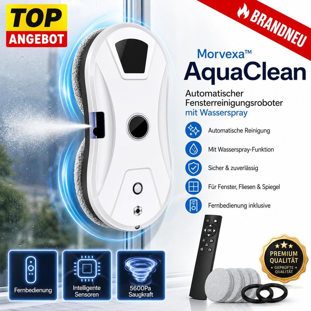 Morvexa AquaClean KI Fensterputzroboter Fensterreinigungsroboter
