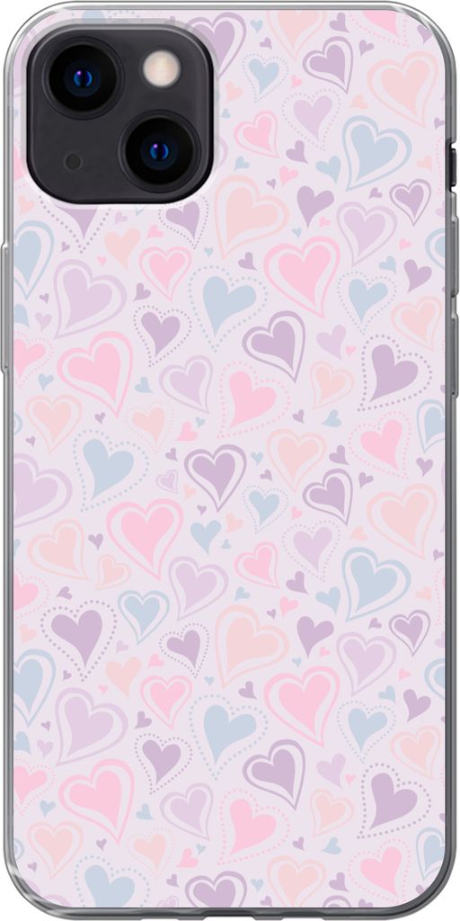 MuchoWow Handyhülle Schutzhülle Hülle für Telefoonhoesje iPhone 13 Mädchen - Herzen - Schnittmuster - Mädchen - Kinder - Kinder Silikon Sof...