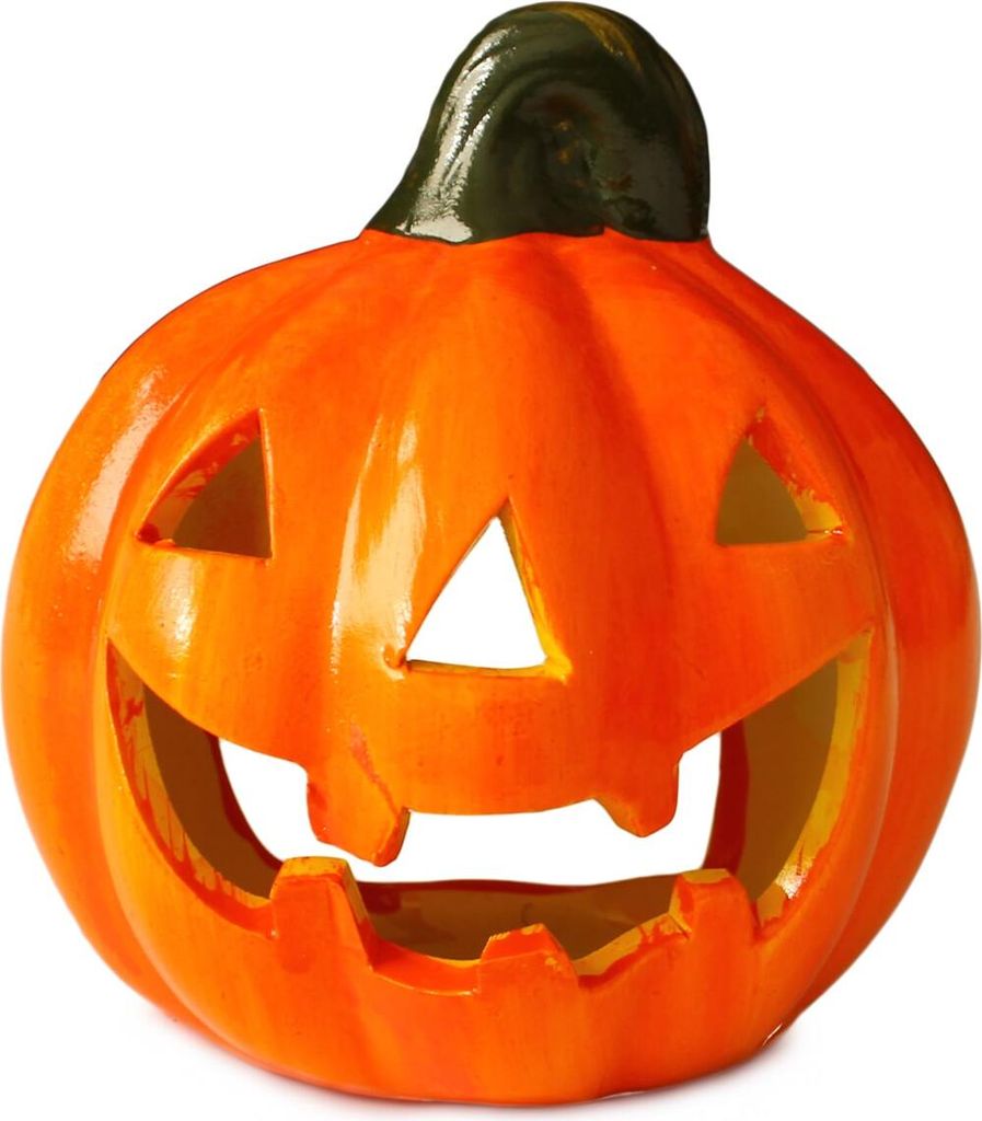 Kürbis-Laterne als LED Halloween-Deko Windlicht in 12 x 10 cm