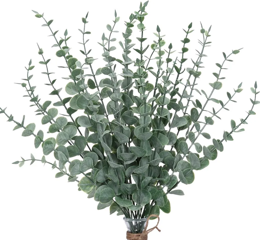 Lot de 30 tiges d'eucalyptus artificiel réalistes pour déco de mariage