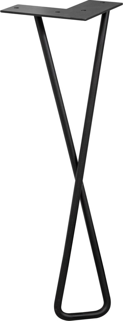 WAGNER Möbelbein HAIRPIN LEG TWIST Retro Style - 12 x 12 x 40 cm, Stahl, schwarz, Bein schräg & Anschraubplatte - 12834001