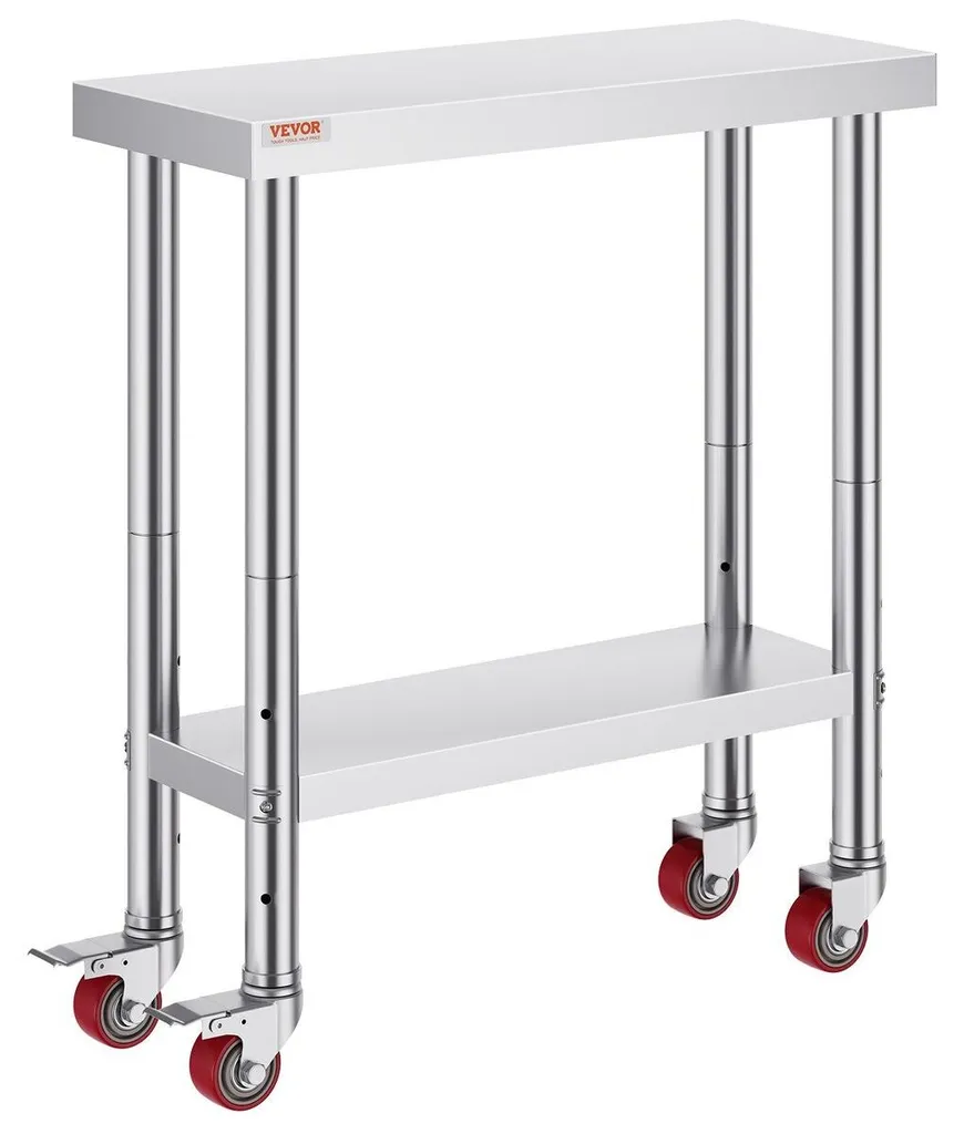 Table de travail inox anti-corrosion 76x30 cm pour cuisine exiguë
