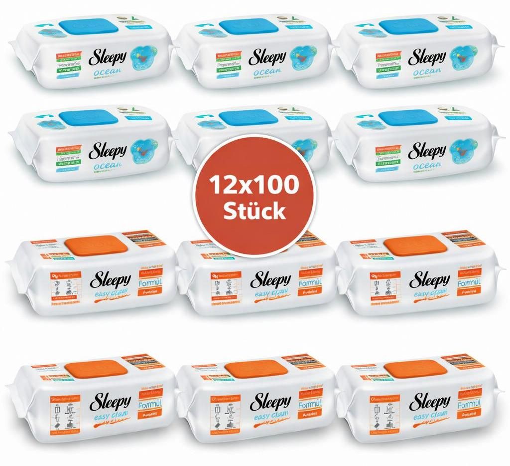 Sleepy Easy Clean Oberflächenreinigungstücher – 6x100 Ocean + 6x100 Orange | Kalklöser