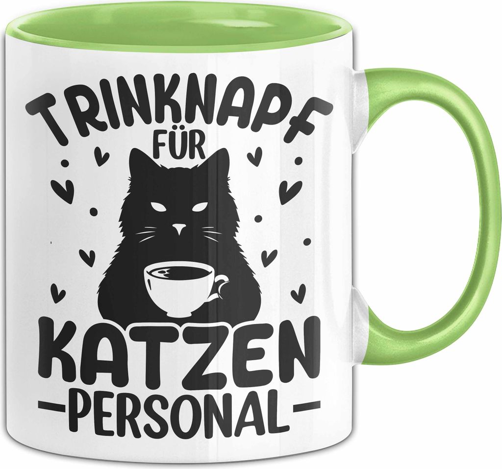 Katzenbesitzerin Tasse Geschenk Katze Trinknapf Für Katzen-Personal Kaffee-Becher (Grün)
