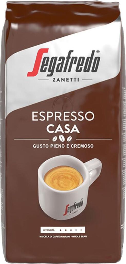A bag of Segafredo Zanetti Espresso Casa whole bean coffee.