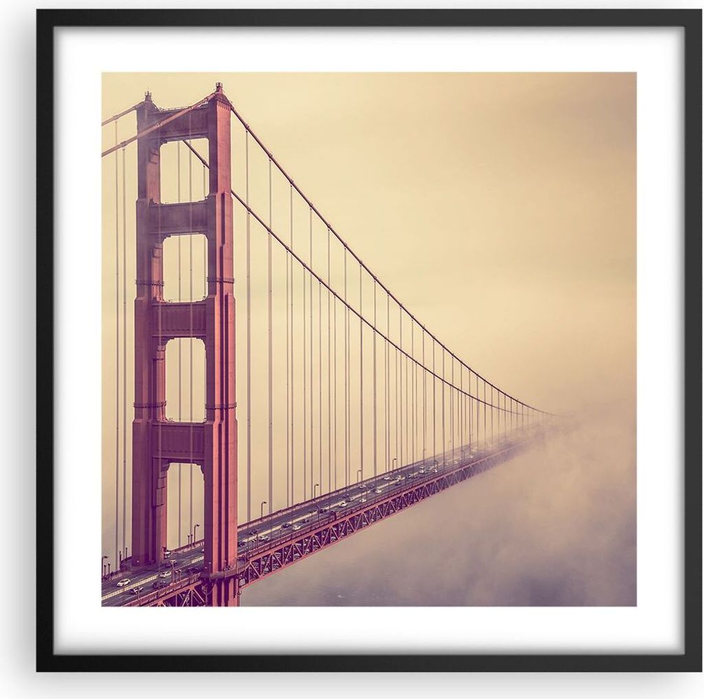 Gerahmtes Poster - Schwarzer Rahmen - Brücke Autobahn Infrastruktur - 50x50 cm - Wand Bild - Wanddeko - Wandbilder - Wandposter - Bilderrahmen - B...