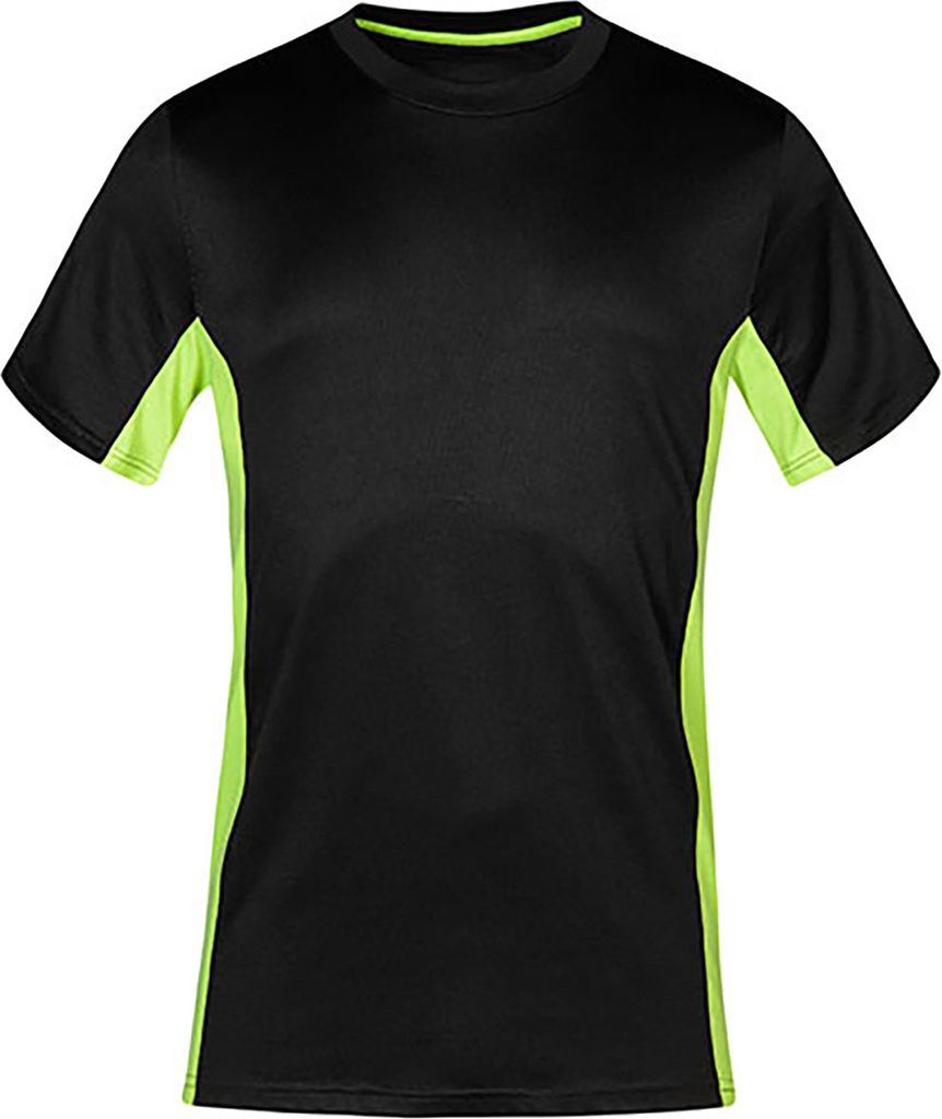 Uni Funktions Kontrast T-Shirt Damen und Herren, L, Graphit-Neongelb