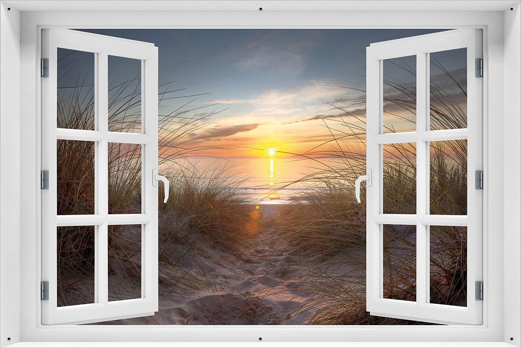 Wallario Outdoor-Poster für Garten oder Balkon 61 x 91,50 cm: Sonnenuntergang am Strand