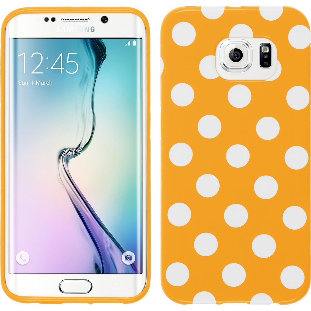 PhoneNatic Case kompatibel mit Samsung Galaxy S6 Edge - Design:10 Silikon Hülle Polkadot + flexible Folie