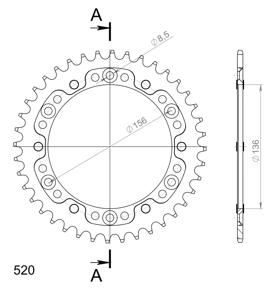 Couronne Supersprox Stealth 520 40 dents or RST-1512:40-GLD Premium