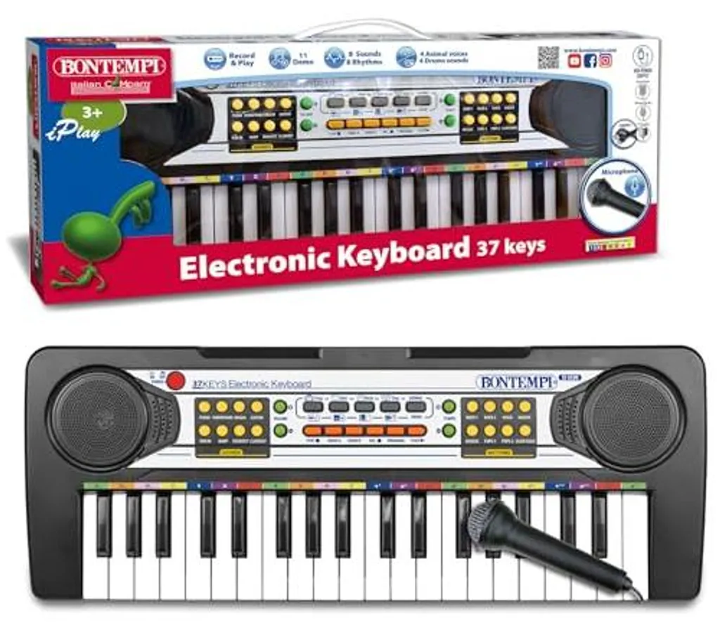 Bontempi E-Keyboard 37 Touches et Micro Filaire - 22 Chansons de Démo - 13