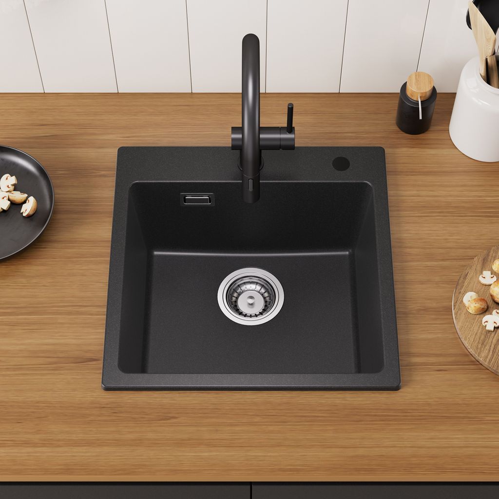 CECIPA Granitspüle Schwarz Küchenspüle Granit  Spülbecken Produktbild 12
