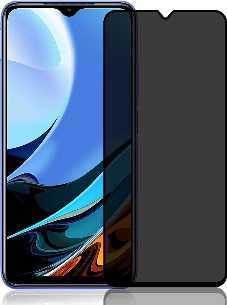A smartphone with a privacy screen protector applied.