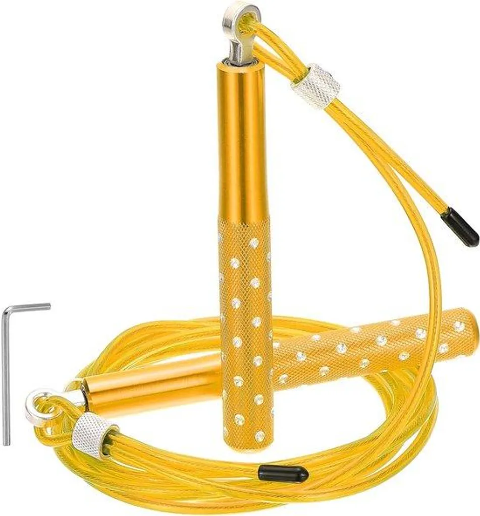 Corde à sauter de fitness anti-nœud en aluminium réglable jaune