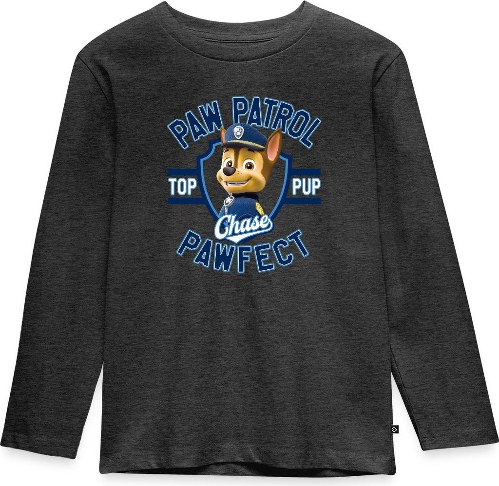 Spreadshirt Paw Patrol Chase Pawfect Kinder Premium Langarmshirt, 134/140 (8 Jahre), Anthrazit meliert