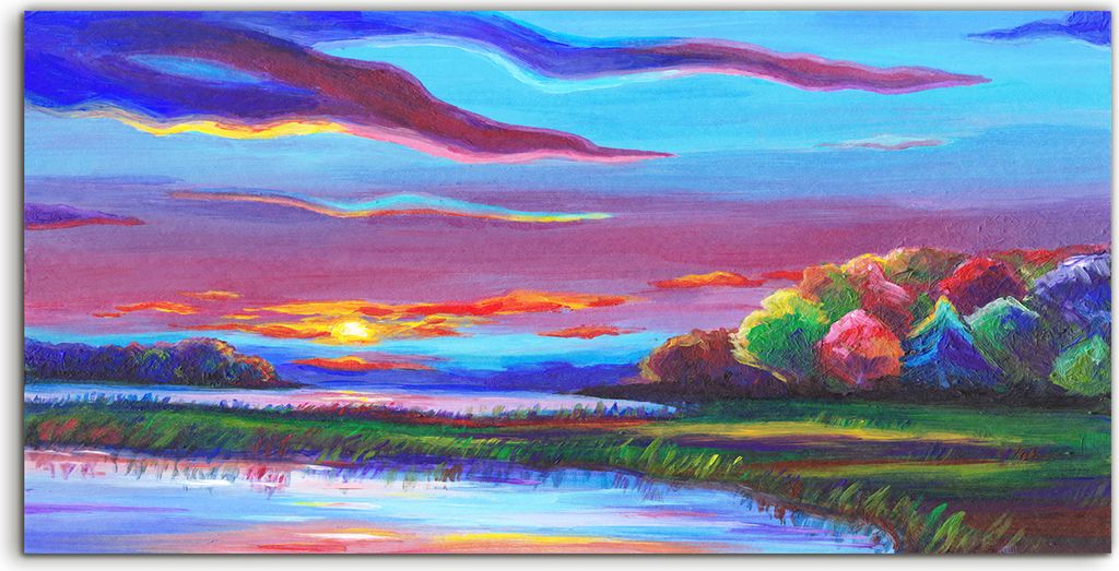 Coloray Spritzschutz aus Glas 120x60 Wandkunst Küchenrückwand Foto Fantasie Landschaft bunte Malerei