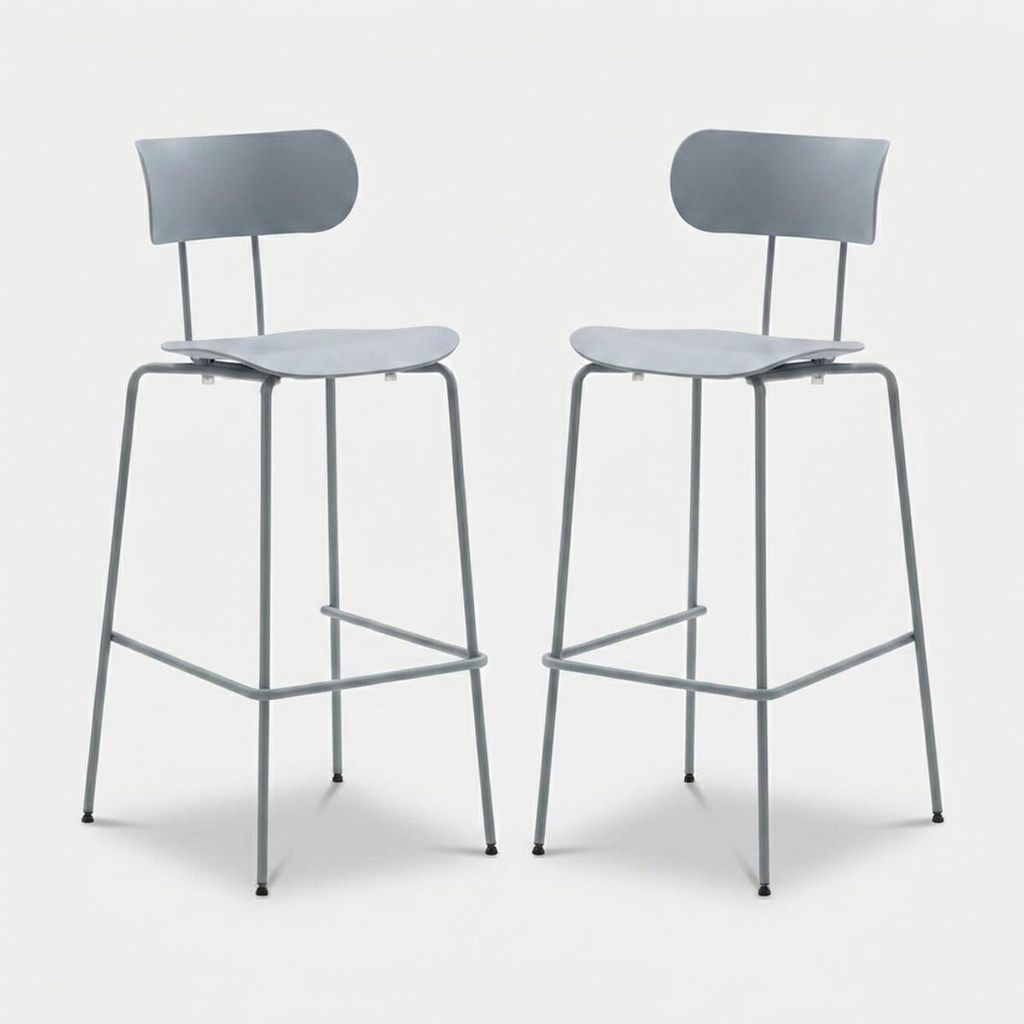 2er-Set Hocker aus Metall und Polypropylen im modernen Design Jovai - Hellblau