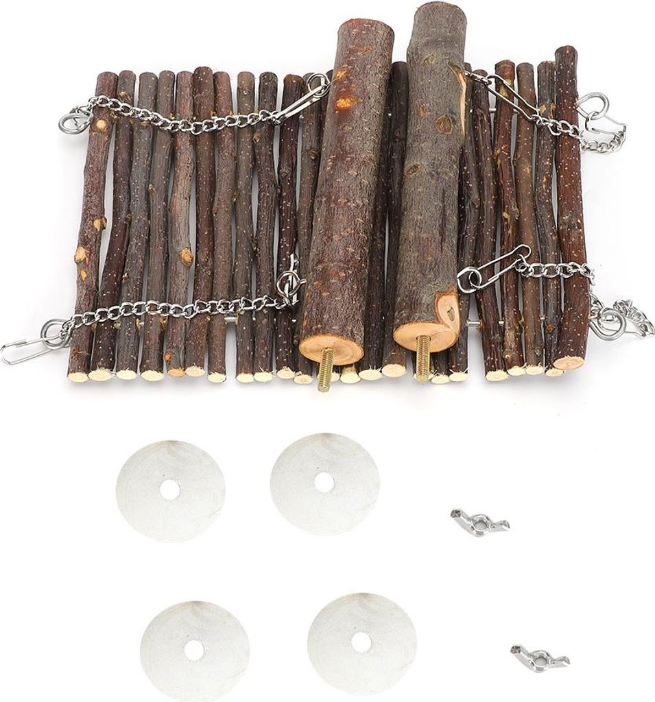 Haustier-Sommer-Hängematte, Apfelholz, Hängeschaukel, Käfig, Stehstange, Spielzeug für Kaninchen, Hamster, Chinchilla