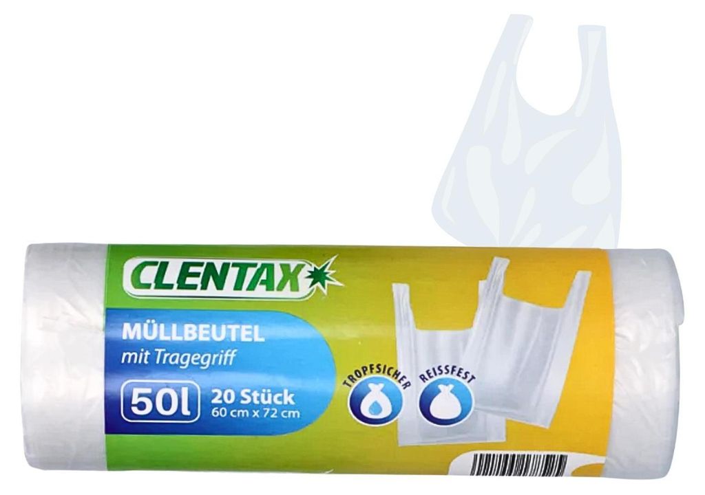 CLENTAX Müllbeutel 50L mit Tragegriff 20 St Reissfest Produktbild 