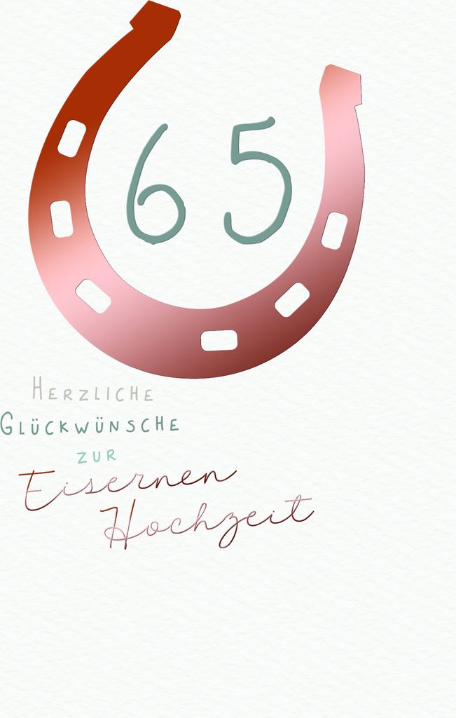 Eiserne Hochzeit 65. Hochzeitstag Karte mit Briefumschlag Hufeisen