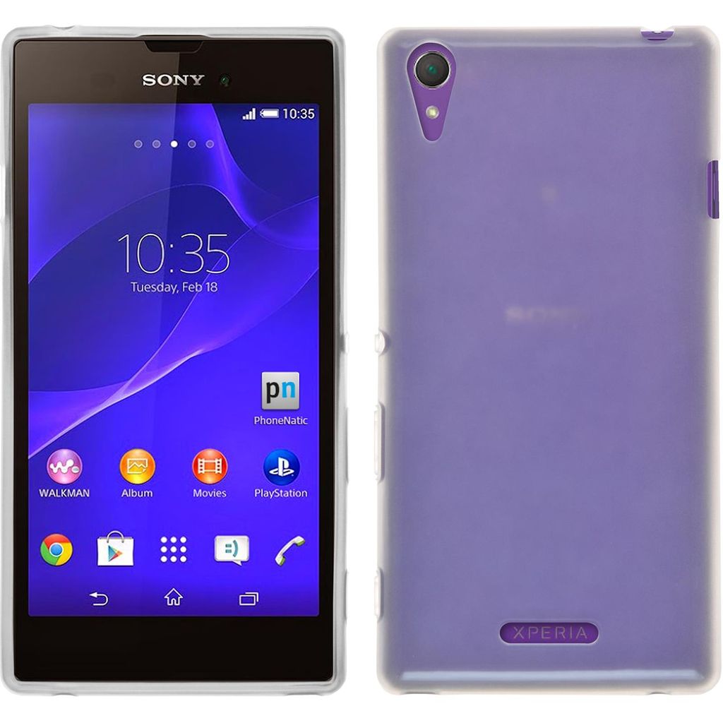 PhoneNatic Case kompatibel mit Sony Xperia T3 - weiß Silikon Hülle transparent + 2 Schutzfolien